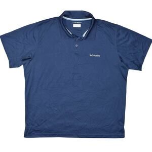 Columbia Omni Shade Men's Blue Polo Shirt 2XL Polyester Short Sleeve Solid